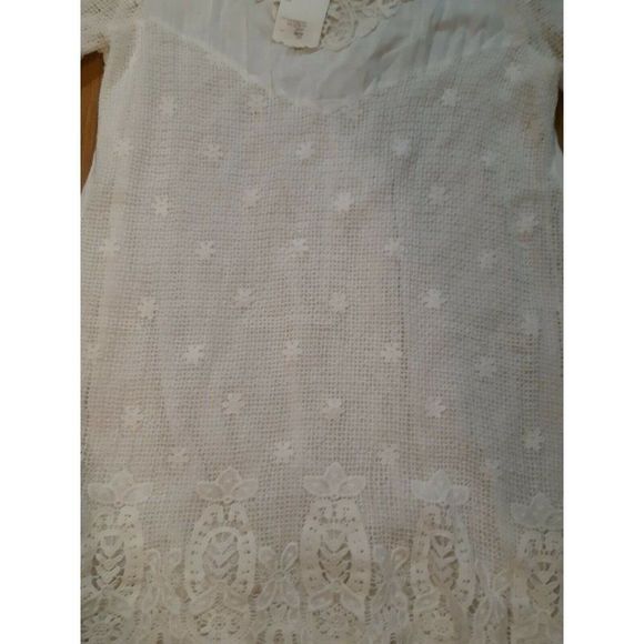 Maria Rerio Dress Crochet Lace Solid White Long Sleeve Womens Size Large - Picture 2 of 4